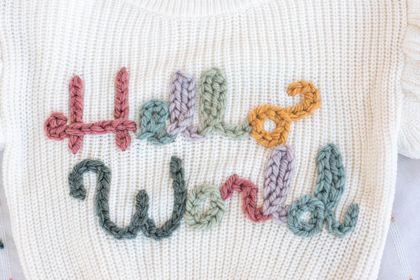 Custom Embroidered Ruffle Sleeve Sweater