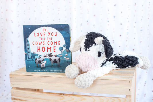 Book Buddies | Black and White Cow 16" Lovey