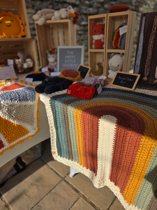 Large Wool Rainbow Baby Blanket