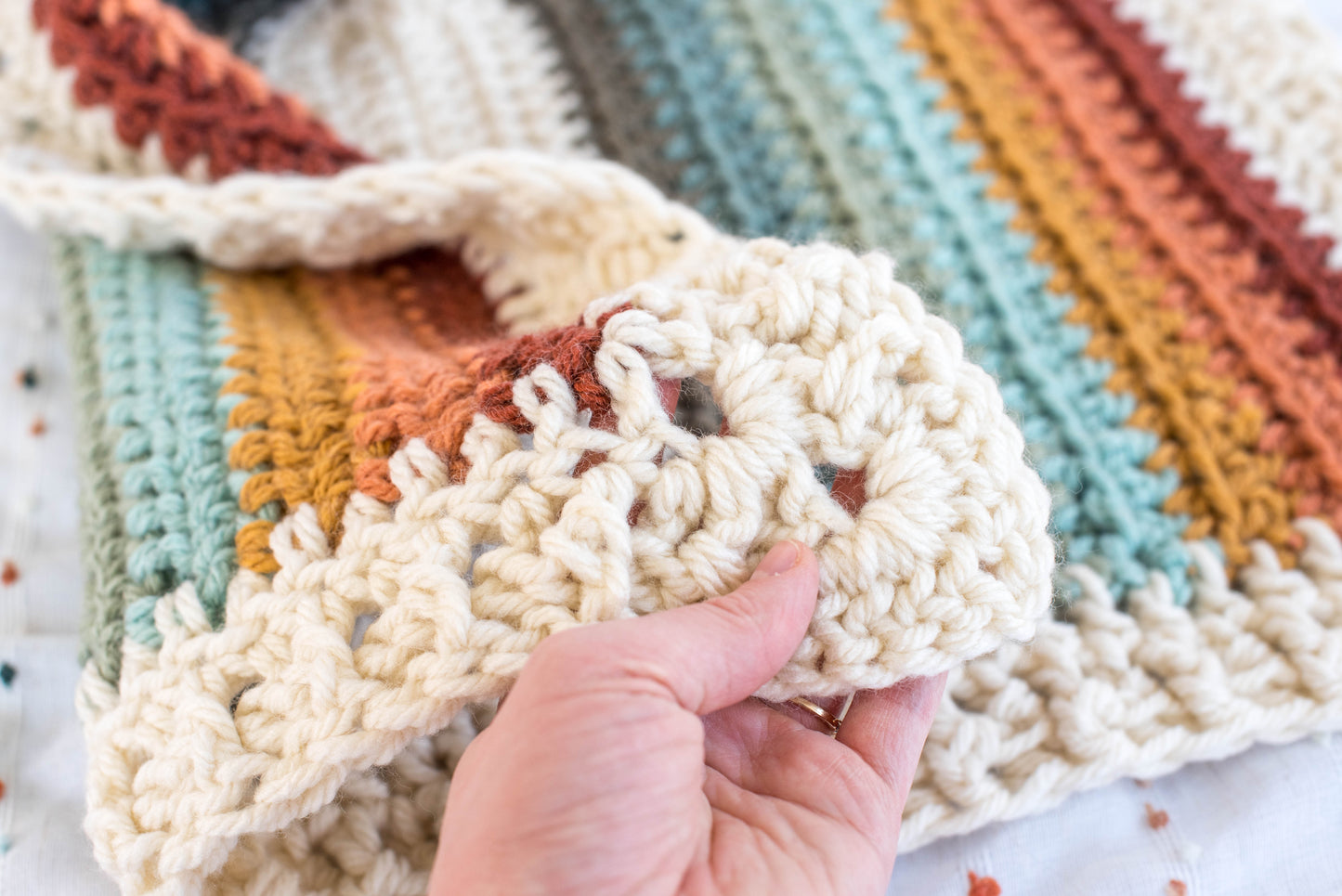 Small Wool Rainbow Baby Blanket