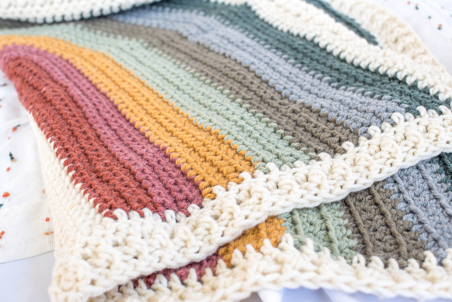 Large Wool Rainbow Baby Blanket