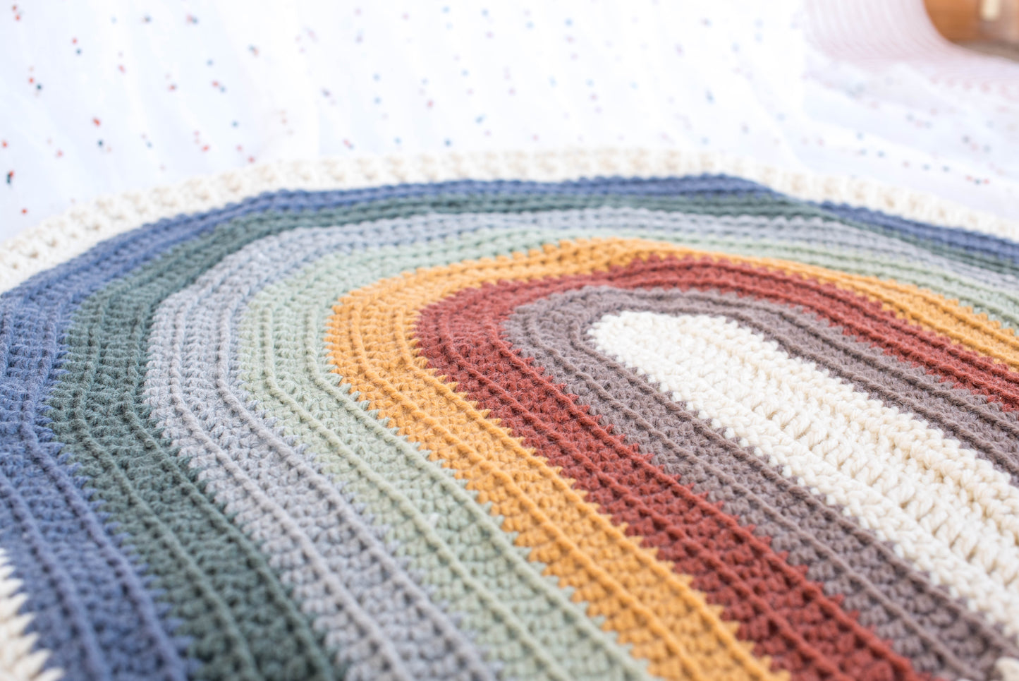 Large Wool Rainbow Baby Blanket