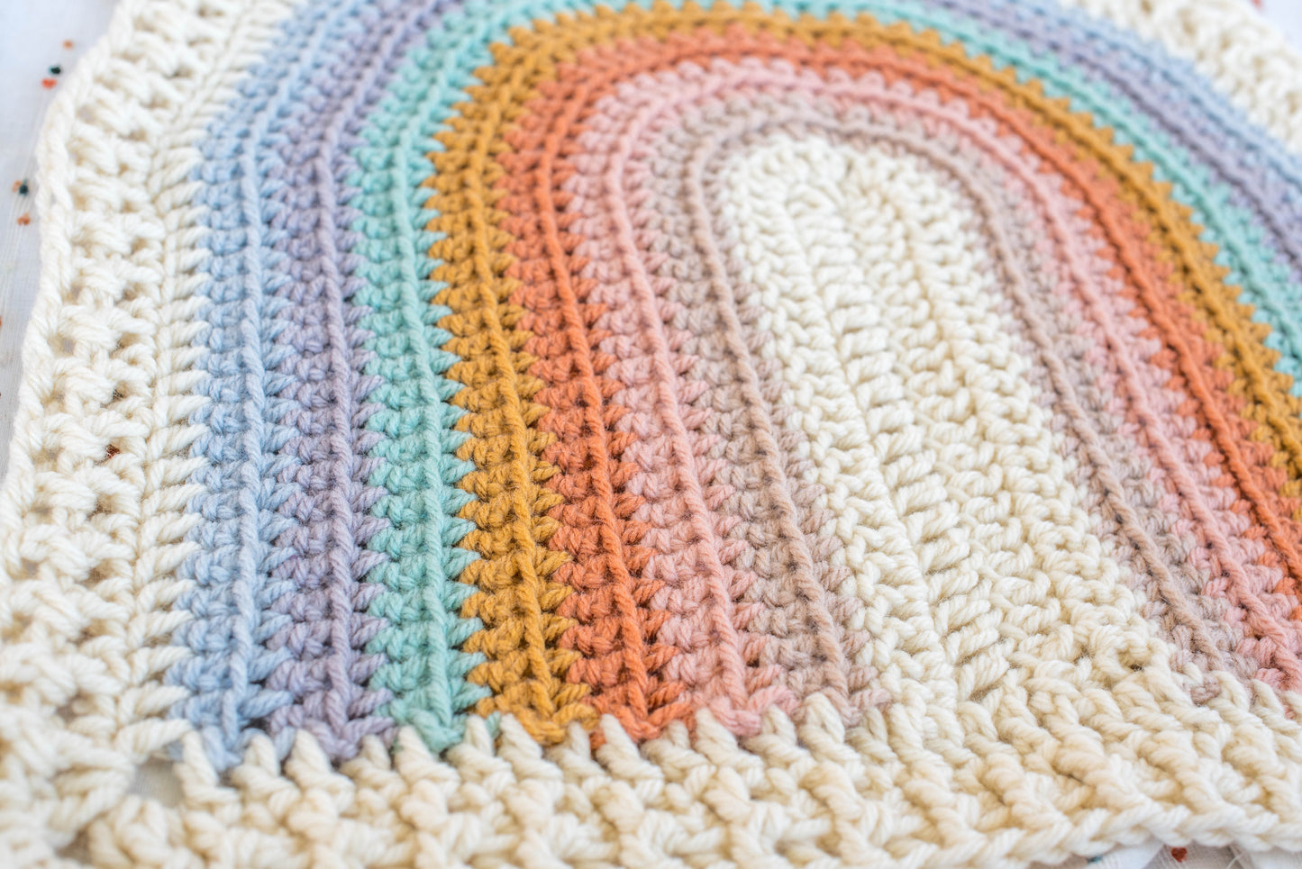 Small Wool Rainbow Baby Blanket