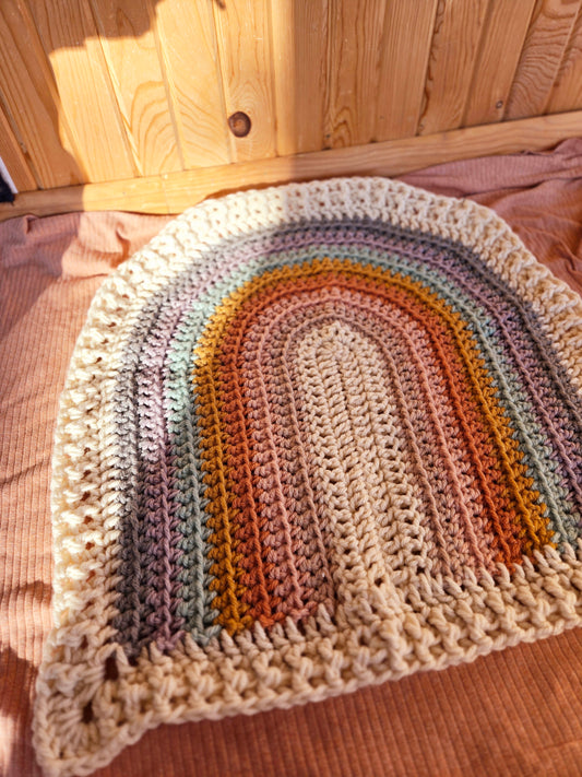 Small Wool Rainbow Baby Blanket