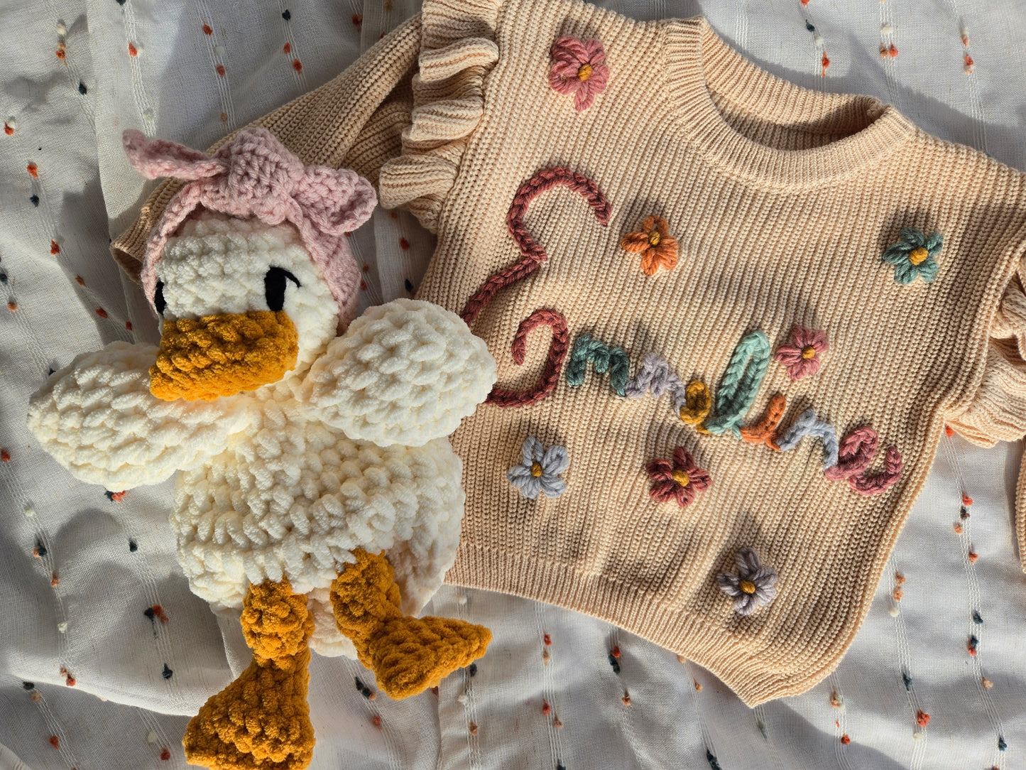 Custom Embroidered Ruffle Sleeve Sweater