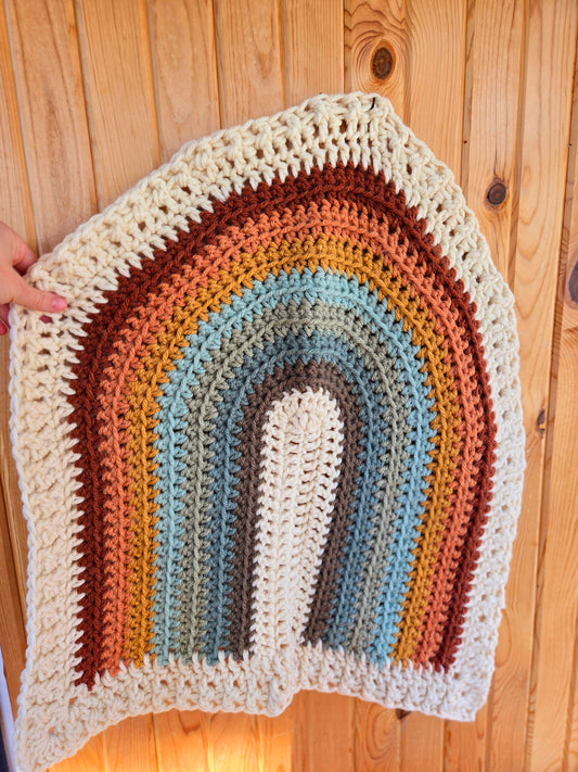 Small Wool Rainbow Baby Blanket