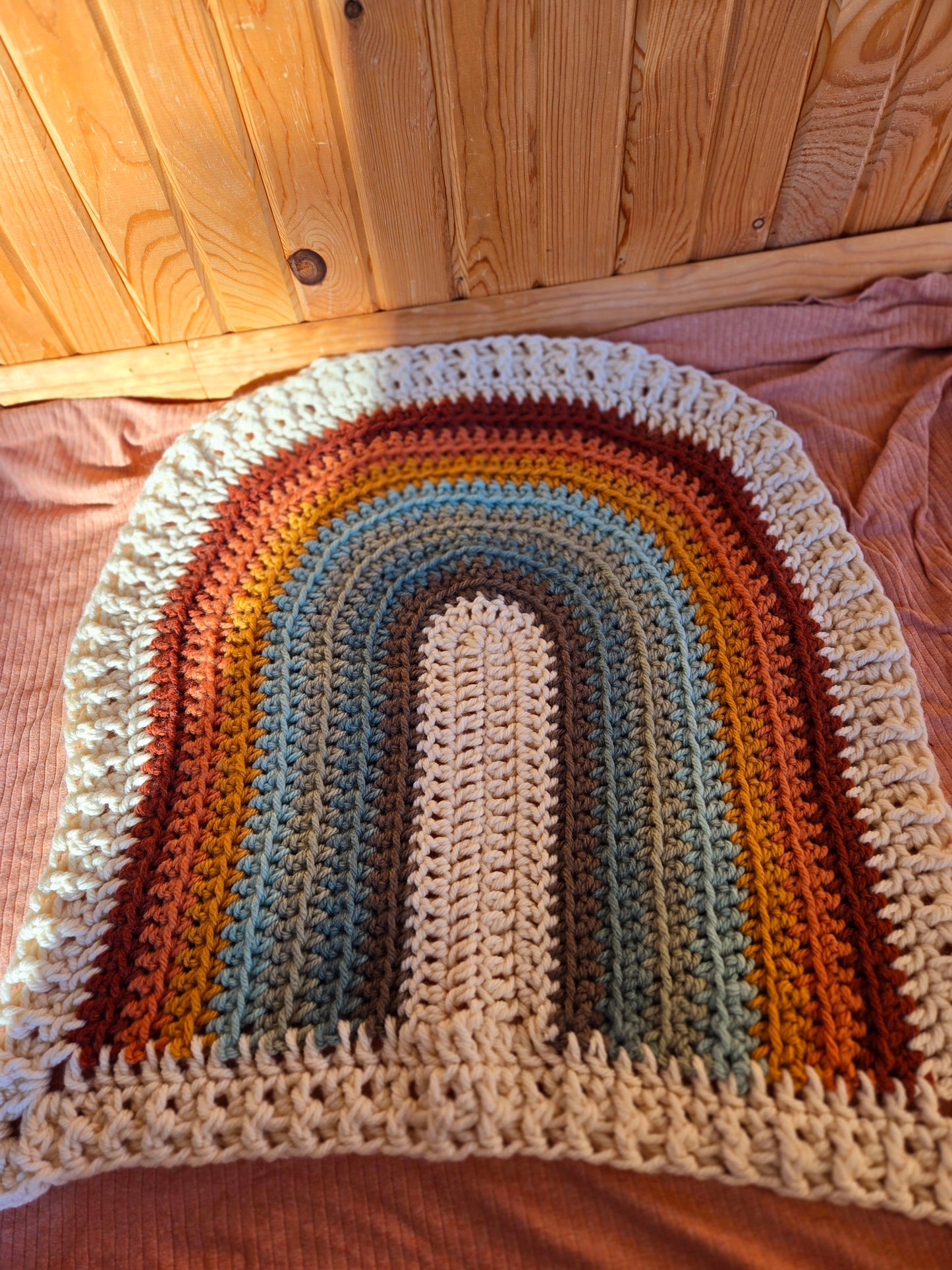 Small Wool Rainbow Baby Blanket